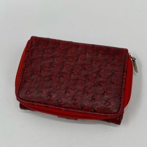 Red Leather Envelope Clutch Wallet - 4.2" height x 5" length x 1" wide